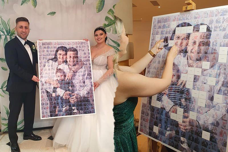 Mosaic Wall realizat din fotografiile invitaților la nuntă